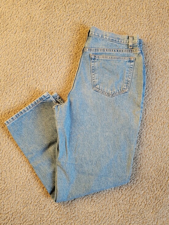 Lands' End Denim - Lands' End Light Wash 100% Cotton Straight Leg Jeans Rigid Denim Womens 12